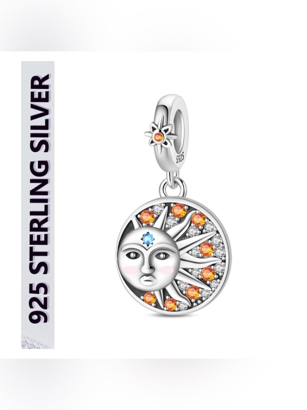 🌟🌟 S925 Sterling Silver Sunburst Charm